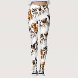 Toppen Cute Pockets Fullt of Puppies Leggings