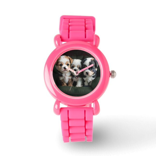 Toppen Cute Puppies på kuch 2 Armbandsur (Framsida)