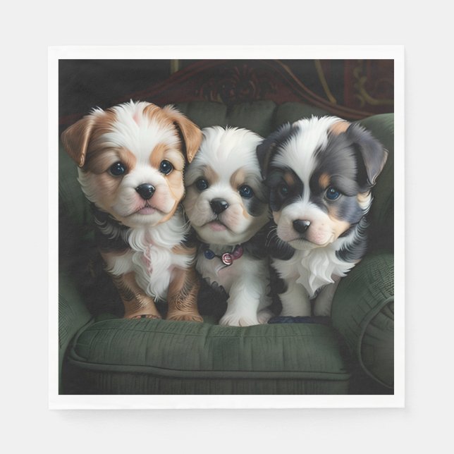 Toppen Cute Puppies på kuch 2 Pappersservett (Framsidan)