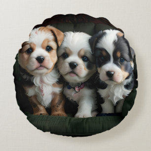 Toppen Cute Puppies på kuch 2 Rund Kudde