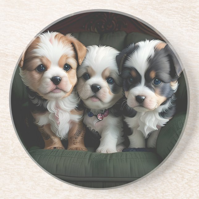 Toppen Cute Puppies på kuch 2 Underlägg (Framsidan)