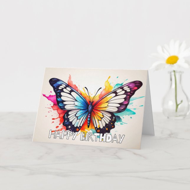 Toppen Cute Retro Butterfly Illustration Kort (Liten växt)