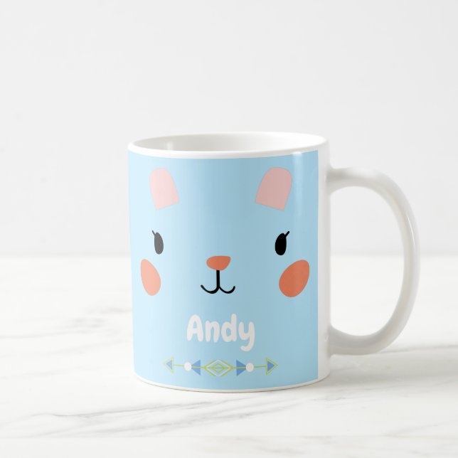 Toppen Cute Rosa Bunny Ansikte Kaffemugg (Höger)