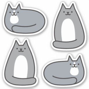 Toppen Cute Round Kawaii Grått Kattunge Klistermärken