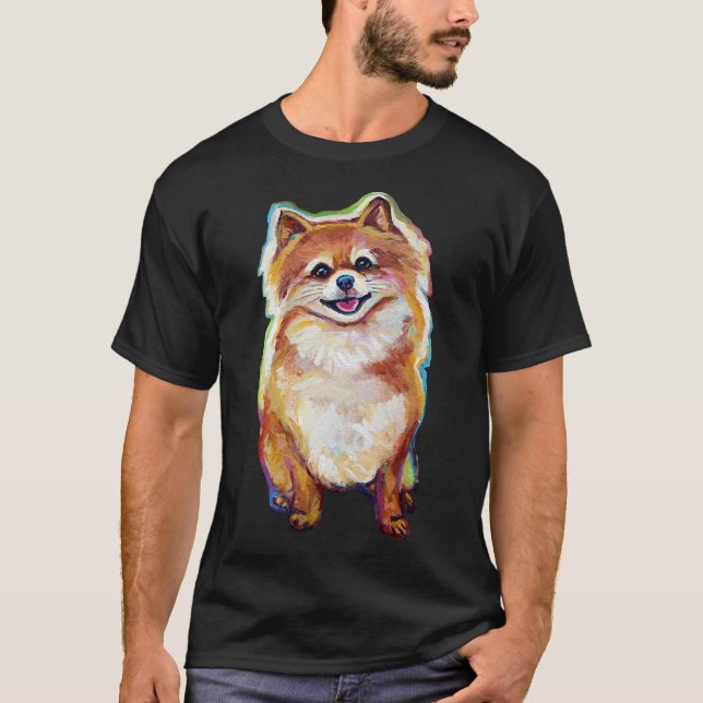 Toppen Cute Smiling Pommern T Shirt (Framsida)