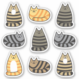 Toppen Cute Stripe Tabby katt Kawaii Klistermärken