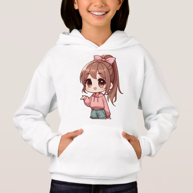 Toppen Cute Tecknad Girl T Shirt (Framsida)