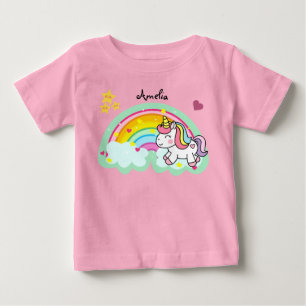 Toppen Cute Unicorn och Rainbow Personlig T Shirt