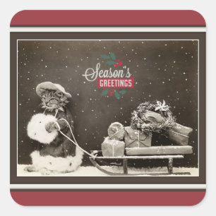 Toppen Cute Vintage-julklapp Fyrkantigt Klistermärke