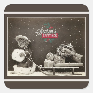 Toppen Cute Vintage-julklapp Fyrkantigt Klistermärke