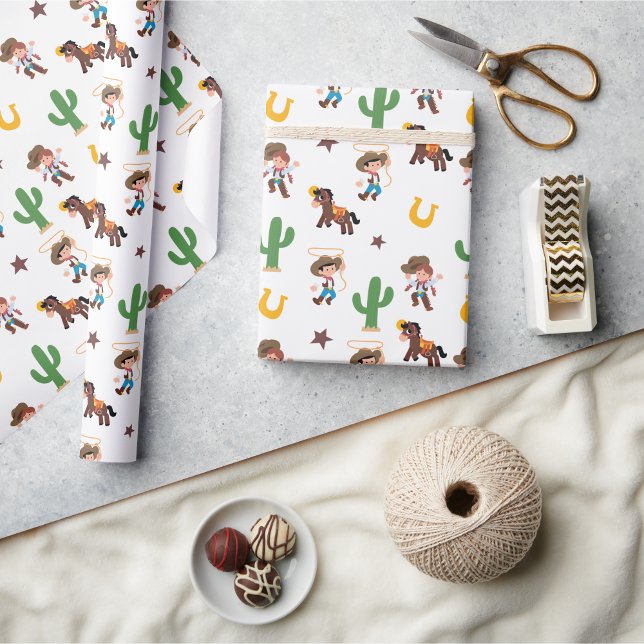 Toppen Cute Western Wrapping Papper Presentpapper (Super Cute Western Wrapping Paper)