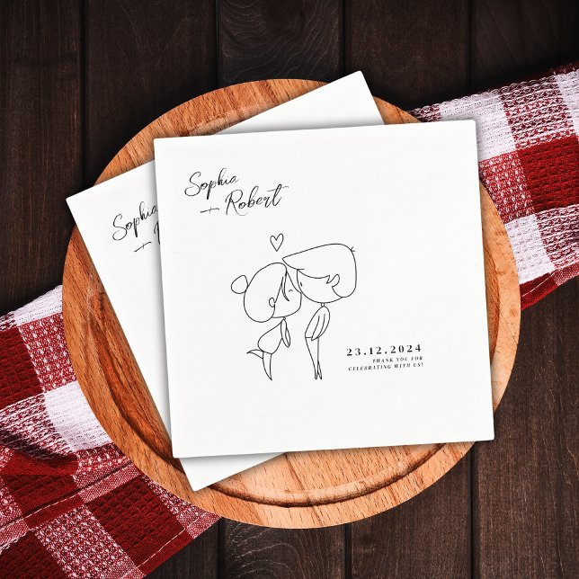 Toppen Cute White Minimalist Bröllop Pappersservett (Skapare uppladdad)