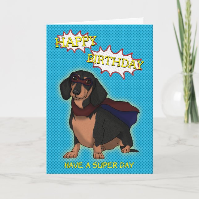 Toppen Dachshund Hund Birthday Card Kort (Framsida)