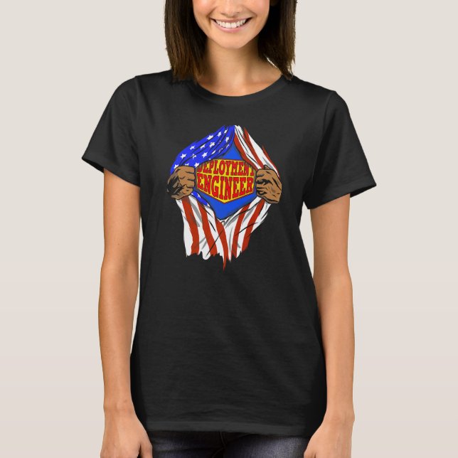 Toppen Deployment Ingenjör Hero-jobb T Shirt (Framsida)