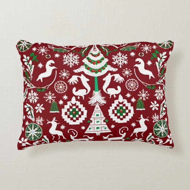 Toppen Detailed Nordic Embroized Dekorativ kudde (Framsidan)