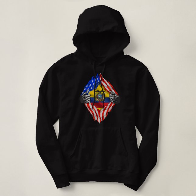 Toppen Ecuador Roots USA flagga T Shirt (Design framsida)