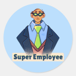 Toppen Employee tecknad Sticker Runt Klistermärke