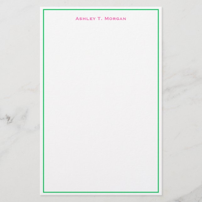 Toppen Enkelhet Shock rosa Emerald White DIY Ram Brevpapper (Framsida)
