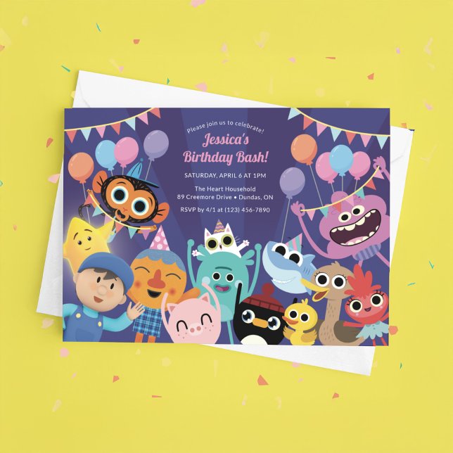 Toppen Enkla tecken Festive Birthday Inbjudningar (Invitation on table)