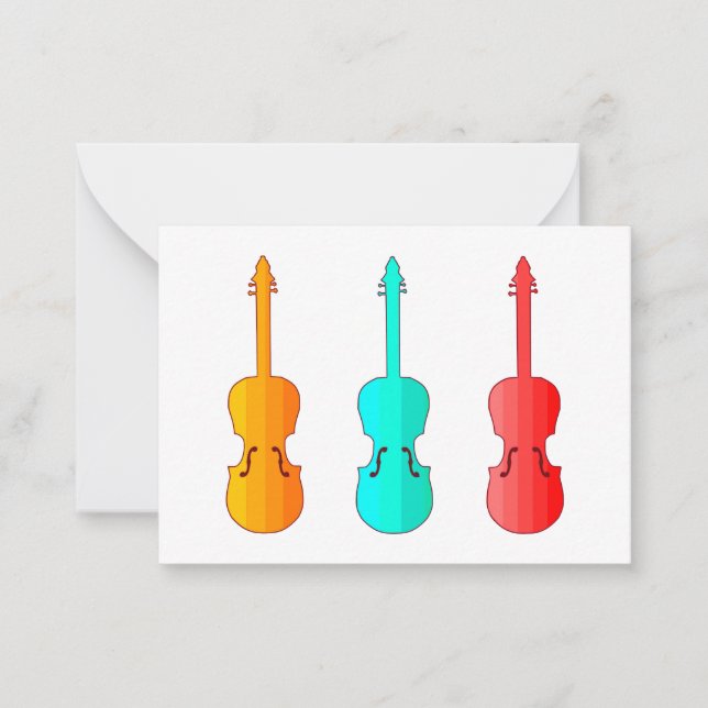 Toppen, färgstarka violiner trio Flat Note Card Anteckningskort (Framsida)