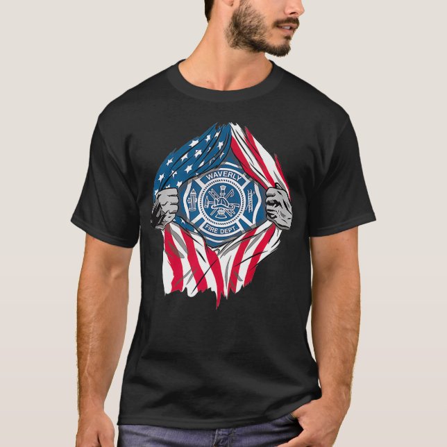 Toppen Firefighter First Responder Hero US Flagga T Shirt (Framsida)