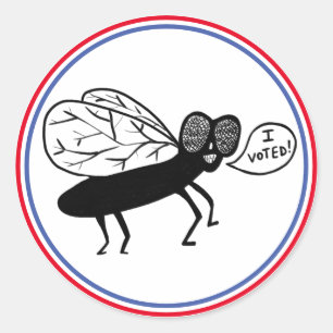 Toppen Fly säger att jag RÖSTADE! Rött vitt blått Runt Klistermärke