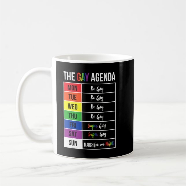 Toppen Gay Agenda Pride Flagga Lgbtq inspirationel Kaffemugg (Vänster)