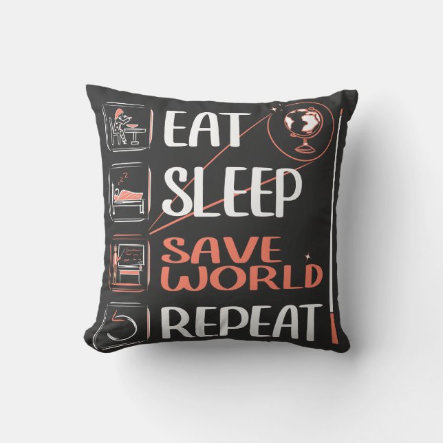 Toppen Geography Teacher Saves World Tack Gift Kudde (Framsida)