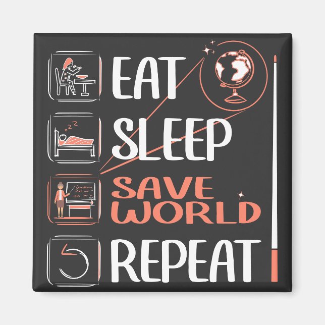 Toppen Geography Teacher Saves World Tack Gift Magnet (Framsidan)