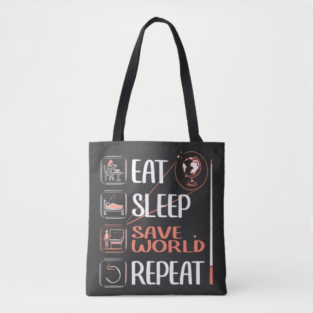 Toppen Geography Teacher Saves World Tack Gift Tygkasse (Framsida)