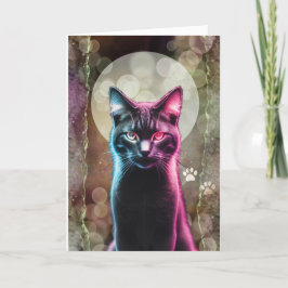 Toppen Glowing Cat Greeting Card Tack Kort