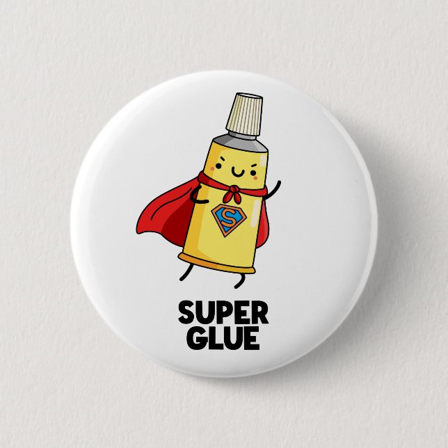 Toppen Glue Funny Toppen Hero Pun Knapp (Framsida)