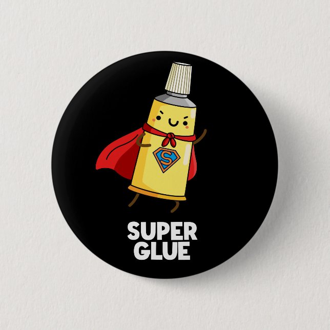 Toppen Glue Funny Toppen Hero Pun Mörk BG Knapp (Framsida)