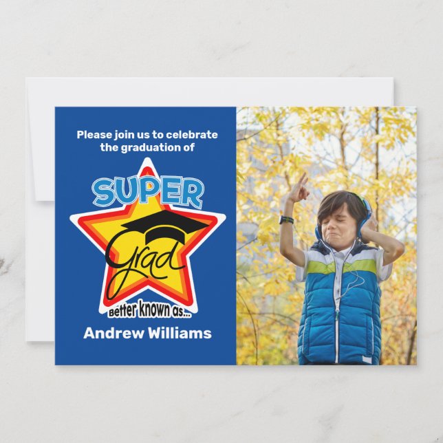 Toppen Grad Party-Personalize Text,Foto,Färg Inbjudningar (Framsida)