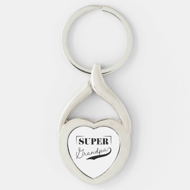 Toppen Grandpa Twisted Heart Silverfärgad Nyckelring (Framsidan)