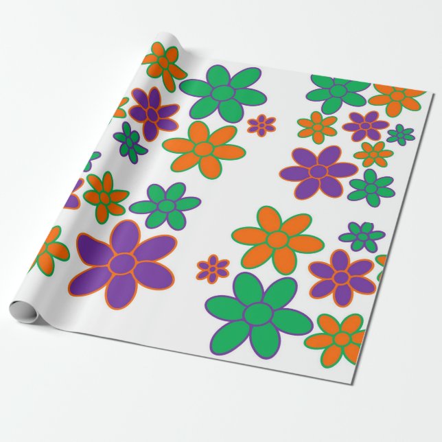 Toppen Groovy 70-talet Stil Presentpapper (Utrullad)