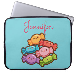 Toppen gullaii rainbow lollipop monogram blått laptop fodral