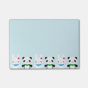 Toppen gullig Kawaii kanin och Panda Post-it Block