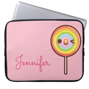Toppen gullig kawaii rainbow lollipop monogram ros laptop sleeve