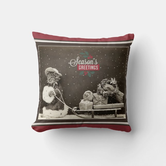 Toppen gullig vintagejulkatt kudde (Framsida)