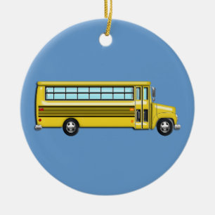 Toppen gulnar skolbussen julgransprydnad keramik