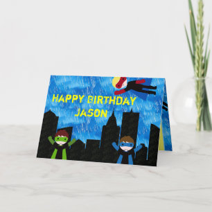 Toppen Hero Boys Bithday Party Kort