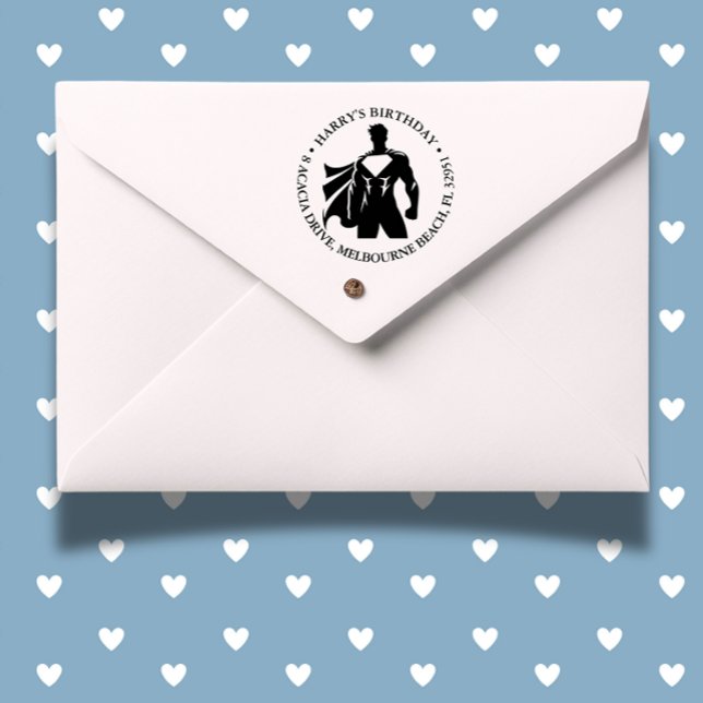 Toppen Hero Födelsedagsfest Självfärgande Stämpel ( Easy to use, perfect for kids’ parties—add a fun touch today!)