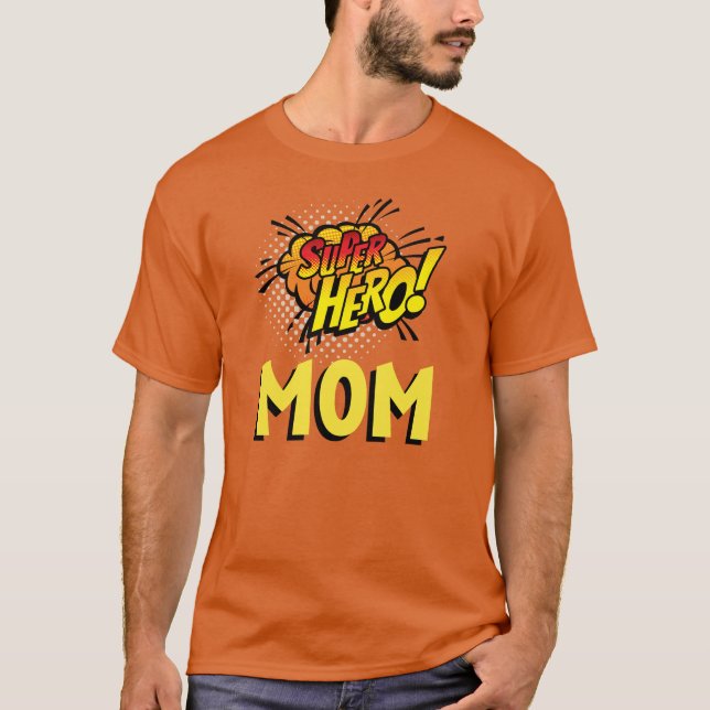 Toppen Hero Mamma Tecknad Bok Stil T Shirt (Framsida)