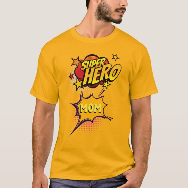 Toppen Hero Mamma Tecknad Bok Stil T Shirt (Framsida)