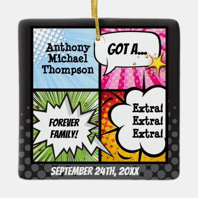 Toppen Hero Tecknad Bok Adoption, Familjegåva Julgransprydnad Keramik (Framsida)