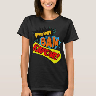 Toppen Hero Tecknad Bok Onomatopoeia. Pow! Bam Kap T Shirt