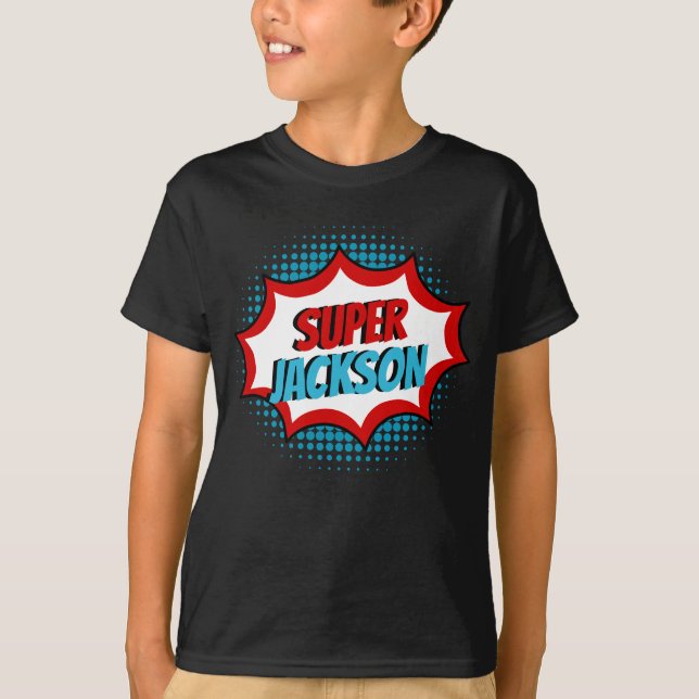 Toppen Hero Tecknad Bok Stil Blue och Red T Shirt (Framsida)