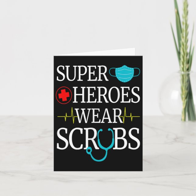 Toppen Heroes Bära Scrubs Nursing Cute Medical Nur Kort (Framsida)