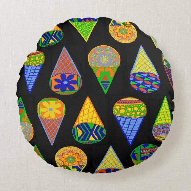 Toppen Heroes Ice Cream Cones Rund Kudde (Framsidan)
